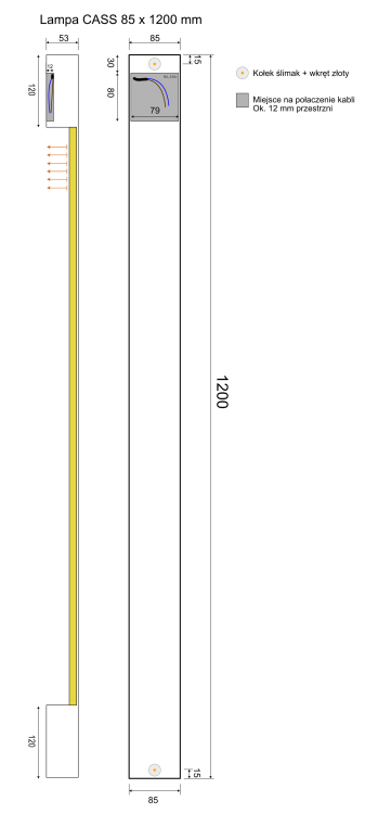 montaz CASS pion 1200 mm lampa elewacyjna pionowa.png